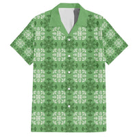 Green Hawaiian Quilt Hawaiian Shirt Hawaii Pineapple Monstera Palaka Motifs - Polynesian Pride