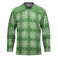 Green Hawaiian Quilt Hockey Jersey Hawaii Pineapple Monstera Palaka Motifs LT14 Unisex Green - Polynesian Pride