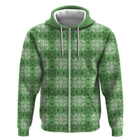 Green Hawaiian Quilt Hoodie Hawaii Pineapple Monstera Palaka Motifs - Polynesian Pride