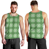 Green Hawaiian Quilt Men Tank Top Hawaii Pineapple Monstera Palaka Motifs - Polynesian Pride