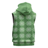 Green Hawaiian Quilt Sleeveless Zip Hoodie Hawaii Pineapple Monstera Palaka Motifs - Polynesian Pride