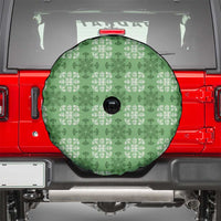 Green Hawaiian Quilt Spare Tire Cover Hawaii Pineapple Monstera Palaka Motifs - Polynesian Pride