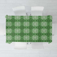 Green Hawaiian Quilt Tablecloth Hawaii Pineapple Monstera Palaka Motifs - Polynesian Pride