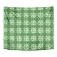 Green Hawaiian Quilt Tapestry Hawaii Pineapple Monstera Palaka Motifs - Polynesian Pride