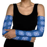 Royal Blue Hawaiian Quilt Arm Sleeves Hawaii Pineapple Monstera Palaka Motifs - Polynesian Pride