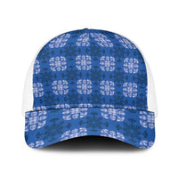 Royal Blue Hawaiian Quilt Baseball Net Cap Hawaii Pineapple Monstera Palaka Motifs - Polynesian Pride
