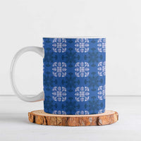 Royal Blue Hawaiian Quilt Ceramic Mug Hawaii Pineapple Monstera Palaka Motifs - Polynesian Pride