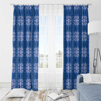 Royal Blue Hawaiian Quilt Window Curtain Hawaii Pineapple Monstera Palaka Motifs - Polynesian Pride