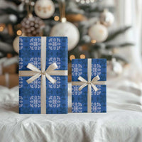 Royal Blue Hawaiian Quilt Wrapping Paper Hawaii Pineapple Monstera Palaka Motifs - Polynesian Pride