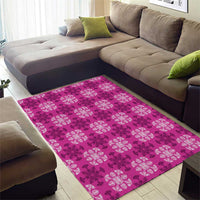 Pink Hawaiian Quilt Area Rug Hawaii Pineapple Monstera Palaka Motifs - Polynesian Pride