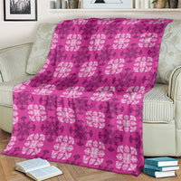 Pink Hawaiian Quilt Blanket Hawaii Pineapple Monstera Palaka Motifs LT14 - Polynesian Pride