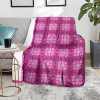 Pink Hawaiian Quilt Blanket Hawaii Pineapple Monstera Palaka Motifs LT14 - Polynesian Pride