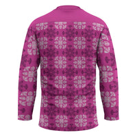 Pink Hawaiian Quilt Hockey Jersey Hawaii Pineapple Monstera Palaka Motifs LT14 - Polynesian Pride