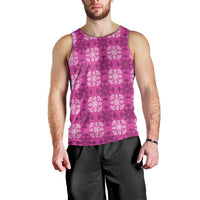 Pink Hawaiian Quilt Men Tank Top Hawaii Pineapple Monstera Palaka Motifs - Polynesian Pride