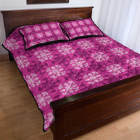 Pink Hawaiian Quilt Quilt Bed Set Hawaii Pineapple Monstera Palaka Motifs - Polynesian Pride