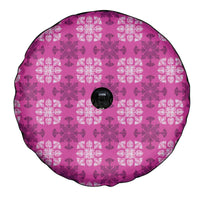 Pink Hawaiian Quilt Spare Tire Cover Hawaii Pineapple Monstera Palaka Motifs - Polynesian Pride