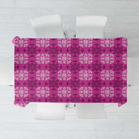 Pink Hawaiian Quilt Tablecloth Hawaii Pineapple Monstera Palaka Motifs - Polynesian Pride