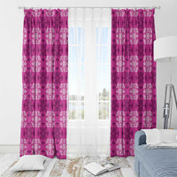 Pink Hawaiian Quilt Window Curtain Hawaii Pineapple Monstera Palaka Motifs - Polynesian Pride