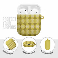 Yellow Hawaiian Quilt AirPods Case Hawaii Pineapple Monstera Palaka Motifs - Polynesian Pride