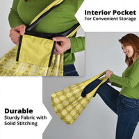 Yellow Hawaiian Quilt Grocery Bag Hawaii Pineapple Monstera Palaka Motifs - Polynesian Pride