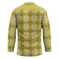 Yellow Hawaiian Quilt Hockey Jersey Hawaii Pineapple Monstera Palaka Motifs LT14 - Polynesian Pride