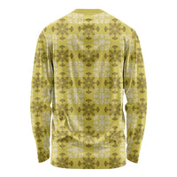 Yellow Hawaiian Quilt Long Sleeve Shirt Hawaii Pineapple Monstera Palaka Motifs - Polynesian Pride