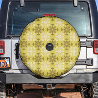 Yellow Hawaiian Quilt Spare Tire Cover Hawaii Pineapple Monstera Palaka Motifs - Polynesian Pride
