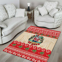 Mele Kalikimaka Hawaii Area Rug Funny Beer-Loving Santa Hawaiian Tropical - Polynesian Pride