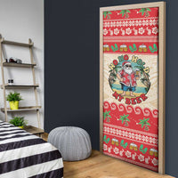 Mele Kalikimaka Hawaii Door Cover Funny Beer-Loving Santa Hawaiian Tropical - Polynesian Pride