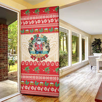 Mele Kalikimaka Hawaii Door Cover Funny Beer-Loving Santa Hawaiian Tropical - Polynesian Pride