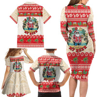 Mele Kalikimaka Hawaii Family Matching Long Sleeve Bodycon Dress and Hawaiian Shirt Funny Beer-Loving Santa Hawaiian Tropical - Polynesian Pride