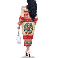Mele Kalikimaka Hawaii Family Matching Off The Shoulder Long Sleeve Dress and Hawaiian Shirt Funny Beer-Loving Santa Hawaiian Tropical - Polynesian Pride