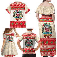 Mele Kalikimaka Hawaii Family Matching Off Shoulder Maxi Dress and Hawaiian Shirt Funny Beer-Loving Santa Hawaiian Tropical - Polynesian Pride