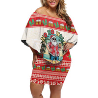 Mele Kalikimaka Hawaii Family Matching Off Shoulder Short Dress and Hawaiian Shirt Funny Beer-Loving Santa Hawaiian Tropical - Polynesian Pride