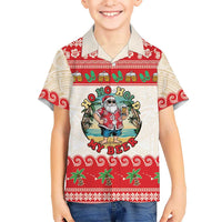 Mele Kalikimaka Hawaii Family Matching Short Sleeve Bodycon Dress and Hawaiian Shirt Funny Beer-Loving Santa Hawaiian Tropical - Polynesian Pride
