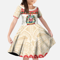Mele Kalikimaka Hawaii Kid Short Sleeve Dress Funny Beer-Loving Santa Hawaiian Tropical - Polynesian Pride