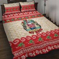 Mele Kalikimaka Hawaii Quilt Bed Set Funny Beer-Loving Santa Hawaiian Tropical - Polynesian Pride