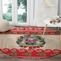 Mele Kalikimaka Hawaii Round Carpet Funny Beer-Loving Santa Hawaiian Tropical - Polynesian Pride