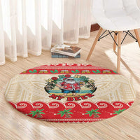 Mele Kalikimaka Hawaii Round Carpet Funny Beer-Loving Santa Hawaiian Tropical - Polynesian Pride