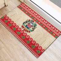 Mele Kalikimaka Hawaii Rubber Doormat Funny Beer-Loving Santa Hawaiian Tropical - Polynesian Pride