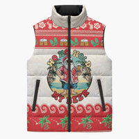 Mele Kalikimaka Hawaii Sleeveless Puffer Jacket Funny Beer-Loving Santa Hawaiian Tropical - Polynesian Pride