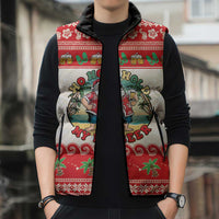 Mele Kalikimaka Hawaii Sleeveless Puffer Jacket Funny Beer-Loving Santa Hawaiian Tropical - Polynesian Pride