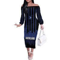 New Zealand Auckland Football Custom Off The Shoulder Long Sleeve Dress Go City of Sails Est 2025
