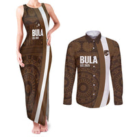 Bula Fiji Football Custom Couples Matching Tank Maxi Dress and Long Sleeve Button Shirt One Vanua One Team Tapa Pattern