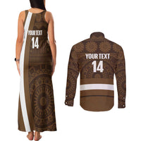 Bula Fiji Football Custom Couples Matching Tank Maxi Dress and Long Sleeve Button Shirt One Vanua One Team Tapa Pattern