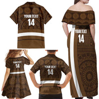 Bula Fiji Football Custom Family Matching Off Shoulder Maxi Dress and Hawaiian Shirt One Vanua One Team Tapa Pattern