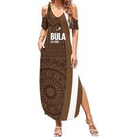 Bula Fiji Football Custom Family Matching Summer Maxi Dress and Hawaiian Shirt One Vanua One Team Tapa Pattern