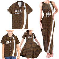 Bula Fiji Football Custom Family Matching Tank Maxi Dress and Hawaiian Shirt One Vanua One Team Tapa Pattern