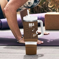 Bula Fiji Football Custom Tumbler With Handle One Vanua One Team Tapa Pattern