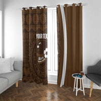 Bula Fiji Football Custom Window Curtain One Vanua One Team Tapa Pattern LT14 With Grommets Brown - Polynesian Pride